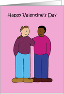 Happy Valentine’s Day Gay Interracial Male Couple Cartoon card