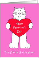 Happy Valentine’s Day Goddaughter Fun Cartoon Cat with Heart card
