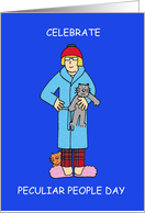 Peculiar People Day January 10th Eccentric Lady with Cats Cartoon card