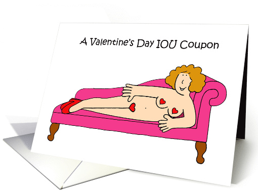 Valentine's Day IOU Coupon Sexy Cartoon Lady Wearing Hearts card