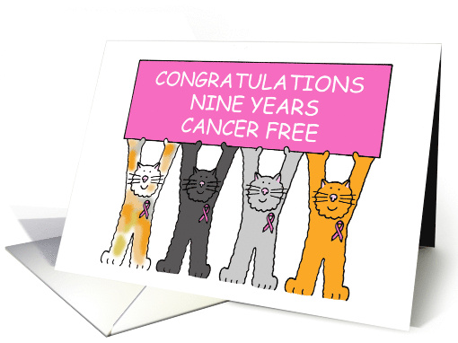 Nine Years Cancer Remission Congratulations Cartoon Cats card