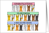 Congratulations on Becoming a Big Sister Again Cartoon Cats card