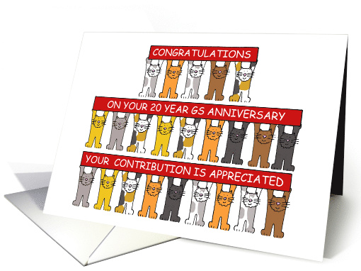 Congratulations on Your 20 Year GS Anniversary, Cartoon Cats. card