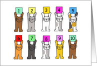 Counting to Ten, Cartoon Cats. card