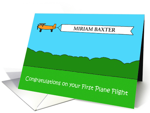 Congratulations on First Airplane Flight to Customize Any Name card