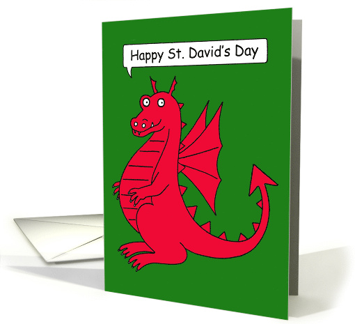 Happy St David's Day Cartoon Talking Welsh Dragon card (1563008)