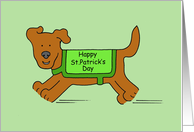 Happy St. Patrick’s Day Cute Cartoon Dog in a Green Coat card