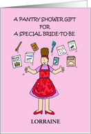 Pantry Party Shower Gift for Bride to Be Fun Lady Juggling Groceries card