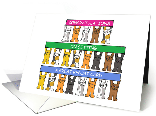 Congratulations on Great Grades Report Card Cartoon Cats... (1564032)