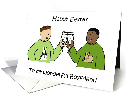Happy Easter Interracial Male Couple Humor card (1565606)