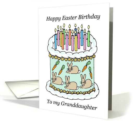 Happy Easter Granddaughter Cartoon Cake and Candles card (1565638)