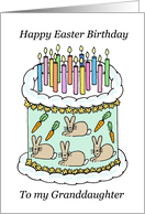 Happy Easter Granddaughter Cartoon Cake and Candles card