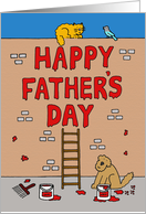 Happy Father’s Day Cartoon Graffiti with Fun Cat and Dog card