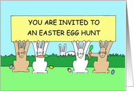 Easter Egg Hunt Invitation Cartoon Bunnies Carrots and Eggs card