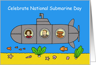 National Submarine Day April 11th Underwater Cartoon card