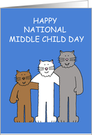 National Middle Child Day August 12th Cartoon Cats card