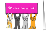 Happy Mother’s Day in Slovakian Cartoon Cats Holding a Banner card