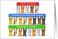7th Grade Graduation Congratulations to Personalize Cartoon Cats card