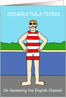 Congratulations on Swimming the English Channel Retro Cartoon card