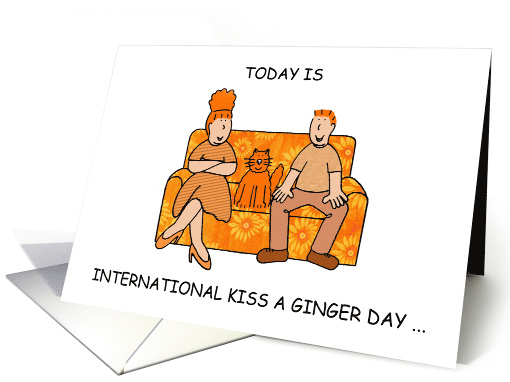 Kiss a Ginger Day January 12th for Redheads Cartoon Ginger Family card