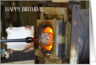 Happy Birthday Glass Blower Blowpipe and Furnace card