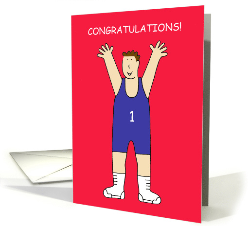 Congratulations to Wrestler Triumphant Winner Cartoon Man card