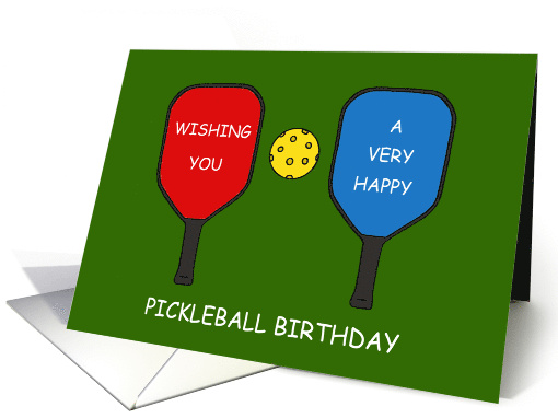Happy Birthday Pickleball Sports Cartoon Paddles and a... (1570908)