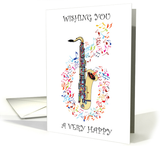 National Saxophone Day November 6th Saxophone and Musical Notes card