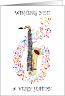 National Saxophone Day November 6th Saxophone and Musical Notes card