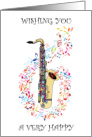 National Saxophone Day November 6th Saxophone and Musical Notes card