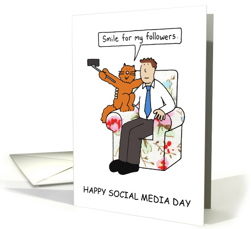 Social Media Day Jume 30th Cat Taking Selfie with Owner card (1573096)