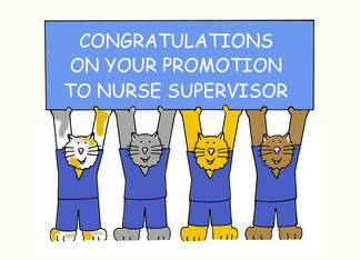 Congratulations on Promotion to Nurse Supervisor, Cartoon Cats.