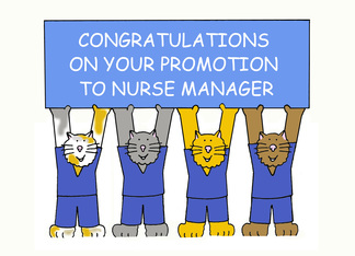 Congratulations on Promotion to Nurse Manager, Cartoon Cats.