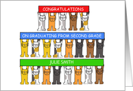 Congratulations Second Grade Graduate Cartoon Cats to Personalize card