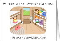 Sports Summer Camp Cartoon Children in their Bunk card
