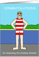 Congratulations on Swimming the Catalina Channel Retro Cartoon card