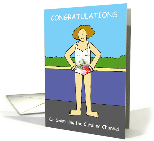 Congratulations on Swimming the Catalina Channel Cartoon Lady card