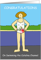 Congratulations on Swimming the Catalina Channel Cartoon Lady card