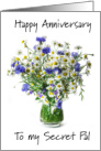 Wedding Anniversary for Secret Pal Daisys and Cornflowers Bouquet card