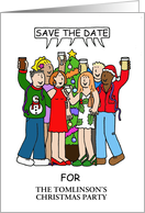 Save the Date Christmas Party Invitation Cartoon Group of People card