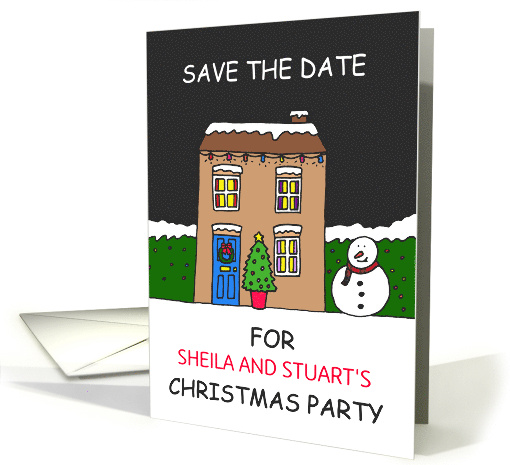 Save the Date Christmas Party Invitation Cartoon Festive House card