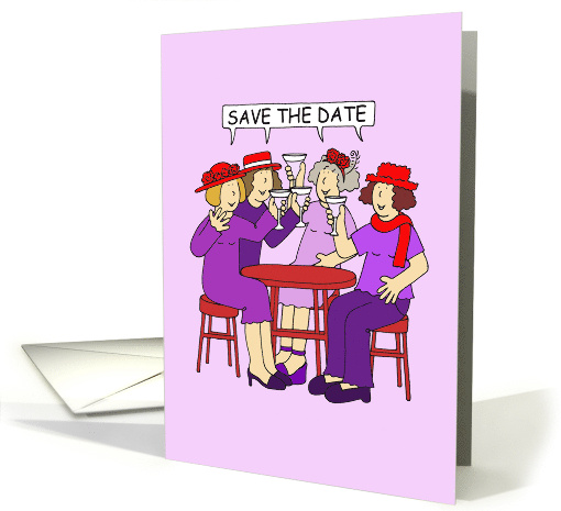 Save the Date Group of Red Hat Ladies Cartoon Humor card (1578018)