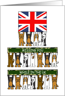 Missing You While in the UK Military Cartoon Dogs and UK Flag card