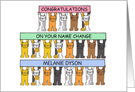Congratulations on Name Change Cartoon Cats to Personalize Any Name card