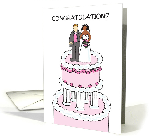 Wedding Congratulations Interracial Couple Cartoon Bride... (1579968)