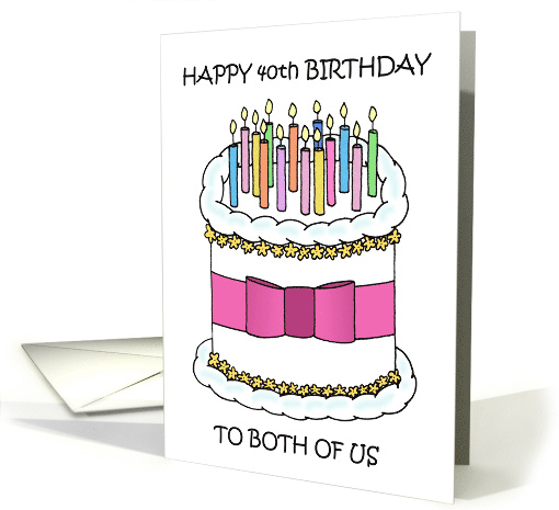 Happy Mutual Same Day 40th Birthday Cartoon Cake and Candles card