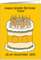 Golden Birthday 28 on the 28th to Personalize Any Name Cartoon Cake card