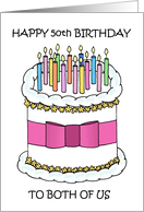 Mutual Same Day Joint 50th Birthday Cartoon Cake and Candles card