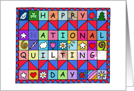 Happy National Quilting Day March Illustrated Quilt card