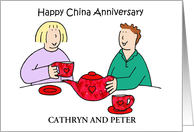 China Wedding Anniversary 20 Years Cartoon Couple Any Names card